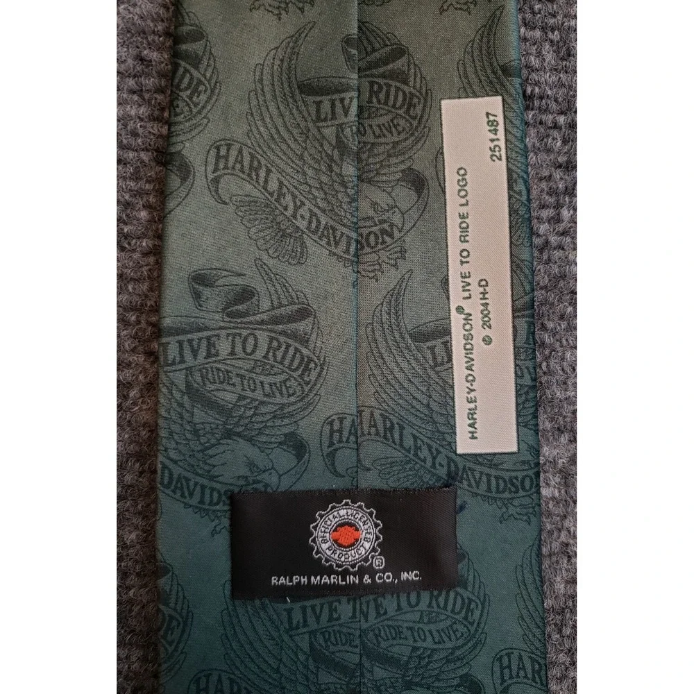 Harley Davidson Tie by Ralph Marlin Live To Ride Gray